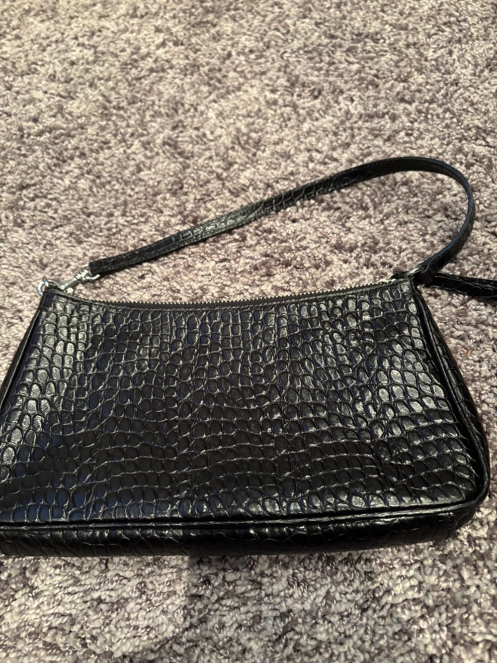Banana Republic Black Croc-Embossed Shoulder Bag